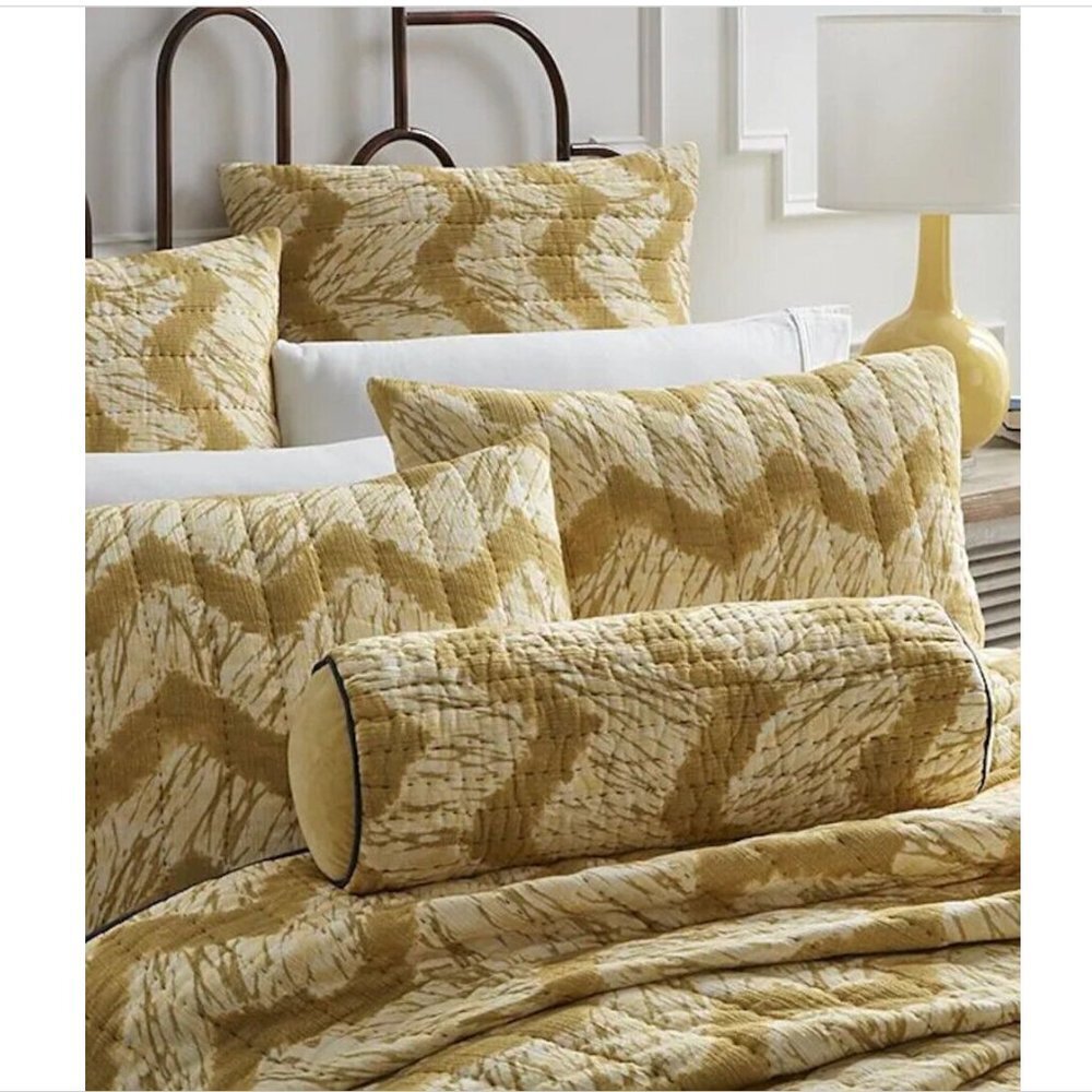 NEW- STUDIO D RAYA QUILTED EURO SHAM COLOR MUSTARD 100% COTTON MSRP: $39